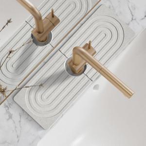 Faucet Mat for Kitchen Sink - Wider Diatomite Fast Drying Stone Sink Tray, Super Absorbent, Prevents Moisture Buildup - Faucet Splash Guard for Bathroom Counter (Light Grey, 15x5.3inch) Faucet Mat for Kitchen Sink - Wider Diatomite Fast Drying Stone Sink Tray, Super Absorbent, Prevents Moisture Buildup - Faucet Splash Guard for Bathroom Counter (Light Grey, 15x5.3inch)