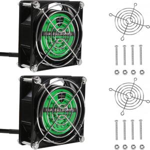 2pcs Computer Fan with AC Plug, 120mm x 25mm EC Axial Fan AC 110V 115V 120V 220V 240V, Brushless Cooling Fan with Dual Ball Bearings for Desktop DIY Cooling Ventilation Projects