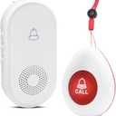 Wireless Caregiver Pager SOS Call Button for Elderly Monitoring 1000+ Feet Life AlertEmergency Alert System Call Bell for Nurse Patient Disabled 1 Waterproof Transmitter & 1 Plugin Receiver