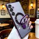 Magnetic for Samsung Galaxy S25 Plus Case Clear with Stand,Built-in Camera Lens Protector[Compatible with Magsafe],Case for Samsung Galaxy S25 Plus 6.7",Purple