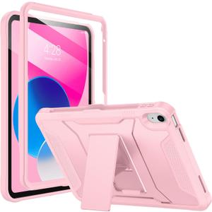 Soke Case for iPad 10th Generation 10.9-inch 2022, with Built-in Screen Protector and Kickstand, Rugged Full Body Protective Cover for New Apple iPad 10.9 Inch - Light Pink