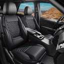 AuraSettle Premium Perforated Napa Leather Car Seat Covers Semi Universal Fit with Lumbar Support, Storage Bag for SUV Sedan Truck (Black, Front Row Single seat)