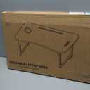 Laptop Bed Desk, Foldable Lap Desk, Portable Lap Table, Laptop Stand with Cup Holder & Tablet Slot & Lifting Handle for Working Writing Drawing & Eating - Pink