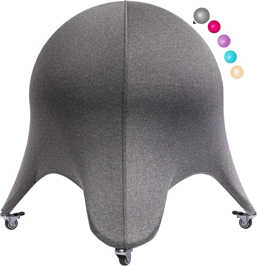 Original Starfish Ball Chair, Yoga Ball Chair Exercise Ball Chair Ergonomic Design for Home Office Desk, Stability Ball & Balance Ball Seat (S-With Caster Wheels(Height 4'5" - 5'0"), Deepspace Grey)