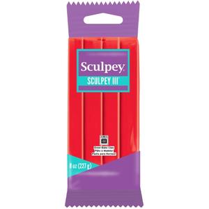 Sculpey S308 583 III Polymer Clay 8 Ounces-Red Hot Red (Multicolor)