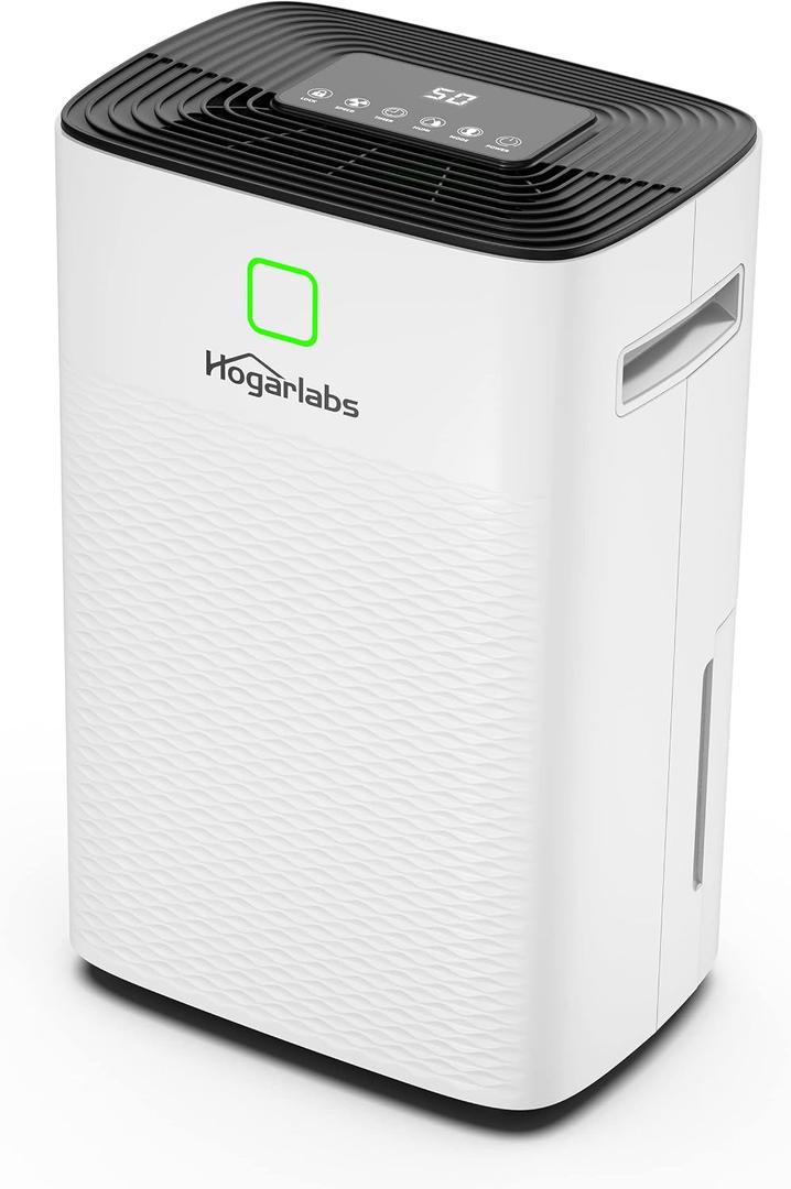 HOGARLABS 50 Pint Dehumidifiers for Home and Basements, with 3 Working Modes, Overflow Protection, and Auto Shut off Restart. Ultra Silent Dehumidifier with Drain Hose and Digital Control Panel