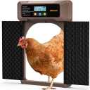 Automatic Chicken Coop Door Solar Powered with Single-Direction Double Door, LCD Screen Electric Chicken Door with 4 Open Mode of Timer, Light Sensor, Remote Control, Manual, Rechargeable Poultry Door