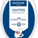 Mayfair Ashton Easy to Clean Single Hinge Toilet Seat, Modern Slow Close Wood Toilet Seat, Made in USA, Elongated, White