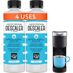 Descaler (2 Pack, 2 Uses Per Bottle) - Made in the USA - Universal Descaling Solution for Keurig, Nespresso, Delonghi and All Single Use Coffee and Espresso Machines (8 Fl Oz)