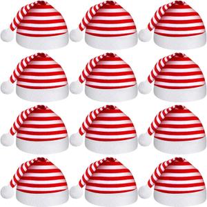 SATINIOR 12 Pieces Santa Hats Christmas Non Woven Fabric Hat for Holidays Xmas Party Supplies (Large, Red and White)