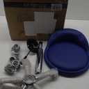 KKTONER PU Leather Round Rolling Stool with Back Rest Height Adjustable Swivel Drafting Work SPA Task Chair with Wheels (Blue)