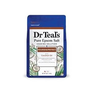 4 Packs Dr Teal's Epsom Salt Soaks with  Coconut Oil, 3 lbs Each