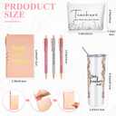 Domensi 6 Pcs Teacher Appreciation Gift Set for Women Staff 20 oz Marble Sign Tumbler Inspirational Ballpoint Pen Notebooks with Makeup Bag Teacher Thank You Gifts(Rose Pink)