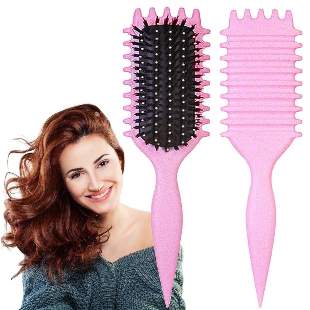 Curl Defining Brush, 1 PCS Curly Hair Brush, Brush for Curly Hair, for Combing and Shaping Men's and Women's Curls to Reduce Pulling (Pink)