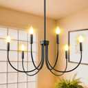 ropelux Dining Room Chandelier, 6-Light Black Farmhouse Light Fixtures Over Table, Hanging Height Adjustable Kitchen Island Lighting with E12 Base (Bulb not Included) for Foyer Bedroom Entryway