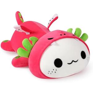 Onsoyours Cute Axolotl Dragon Fruit Plush, 19" Soft Large Stuffed Animals Big Axolotl Pitaya Plush Pillow, Kawaii Plushie Toy for Kids (Axolotl Dragonfruit B, 19")