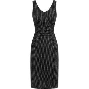 CIDER Polka Dot Bodycon Cocktail Dresses Sleeveless V Neck Midi Dress (Large, Black)