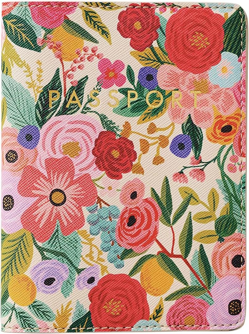 RIFLE PAPER CO. Garden Party Passport Holder, Travel Essentials for Women, Card and Passport Anti Theft Wallet, Sized to Fit All Standard Passports, 5.5" L x 4.25" W (Closed)