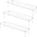 3 Pack Acrylic Shelves Clear Display Stand Riser Dessert Stands Perfume Stand Organizer Acrylic Stands for Display Food( 11.81"3.15"1.97", 1 Tier )