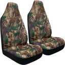 TOYOUN Camo Universal Front Car Seat Covers Waterproof Highback Bucket Seat Covers Green Forest Camouflage Print-Fit Most Cars, Trucks, SUVS, Vans 2 PCS Auto Seat Covers Car Seat Protector
