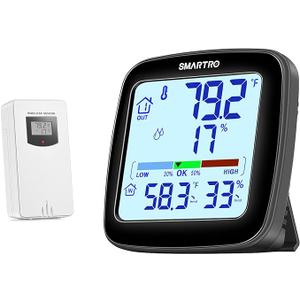 SMARTRO SC92 Professional Indoor Outdoor Thermometer Wireless Digital Hygrometer Room Humidity Gauge Temperature and Humidity Meter Pro Accuracy Calibration