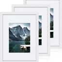 9x12 White Picture Frames set of 3, Made of Wooden and Glass Photo frame - Displays Picture 6x8 with Mat or 9 x 12 without Mat, Desktop & Wall Collage Frame Set