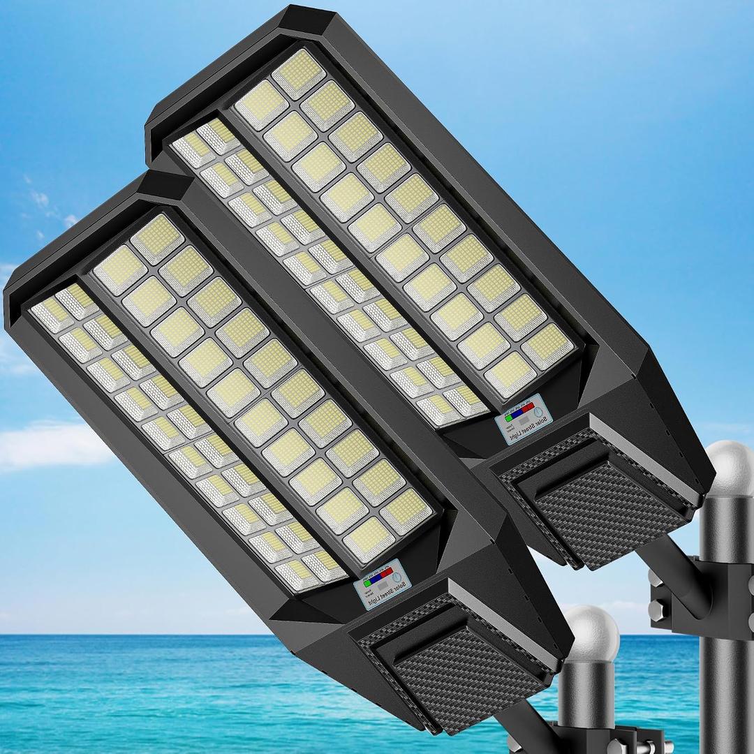 Solar Street Lights Outdoor Waterproof Dusk to Down Heavy Duty 10000W Commercial Large Solar Lights Outdoor Motion Sensor with Remote Control LED Parking Lot Flood Lights for Yard Garden Walkway