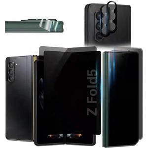 Samsung Galaxy Z Fold 5+ Tempered Glass Screen Protector - Privacy Front & Inner Film + Camera Lens & Side Film Protectors - Scratch Resistant, Bubble Free