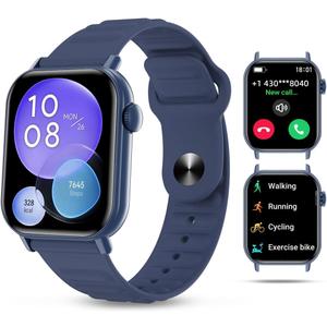 Smart Watch Sports Pedometer, Fitness Tracker Bluetooth Call Heart Rate Blood Oxygen Sleep Monitor,100 Sports Modes Waterproof for iOS Android Men's Women's Smart Watch (Blue)