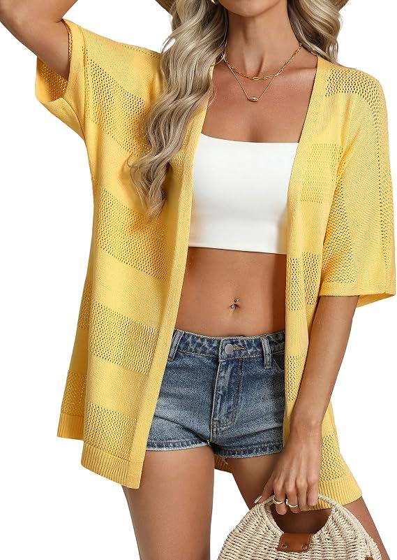 GRACE KARIN Women Lightweight Summer Casual Cardigan Solid Color Open Front Beach Cardigan XL