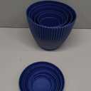 Plant Pots Indoor with Saucers & Drainage - 6 Pack Flower Pots - Plastic Planters for Indoor Planter - 7.5/6.6/5.8/5.0/4.3/3.5 inches Sizes for All Different Types of Plants-Dark Blue