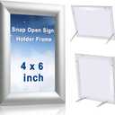Blulu 2 Pcs Silver 4 x 6 Inch Front Load Easy Open Snap Frame Poster/picture Frame, Snap Open Sign Holder, Wall Mount or Tabletop