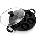 WUWEOT Aebleskiver Pan, Non Stick Appe Grill, 3.15" Appam Maker Griddle, Aluminum Pancake Octopus Ball Half Sphere Pan with 2 Side Handle and Glass Cover Lid