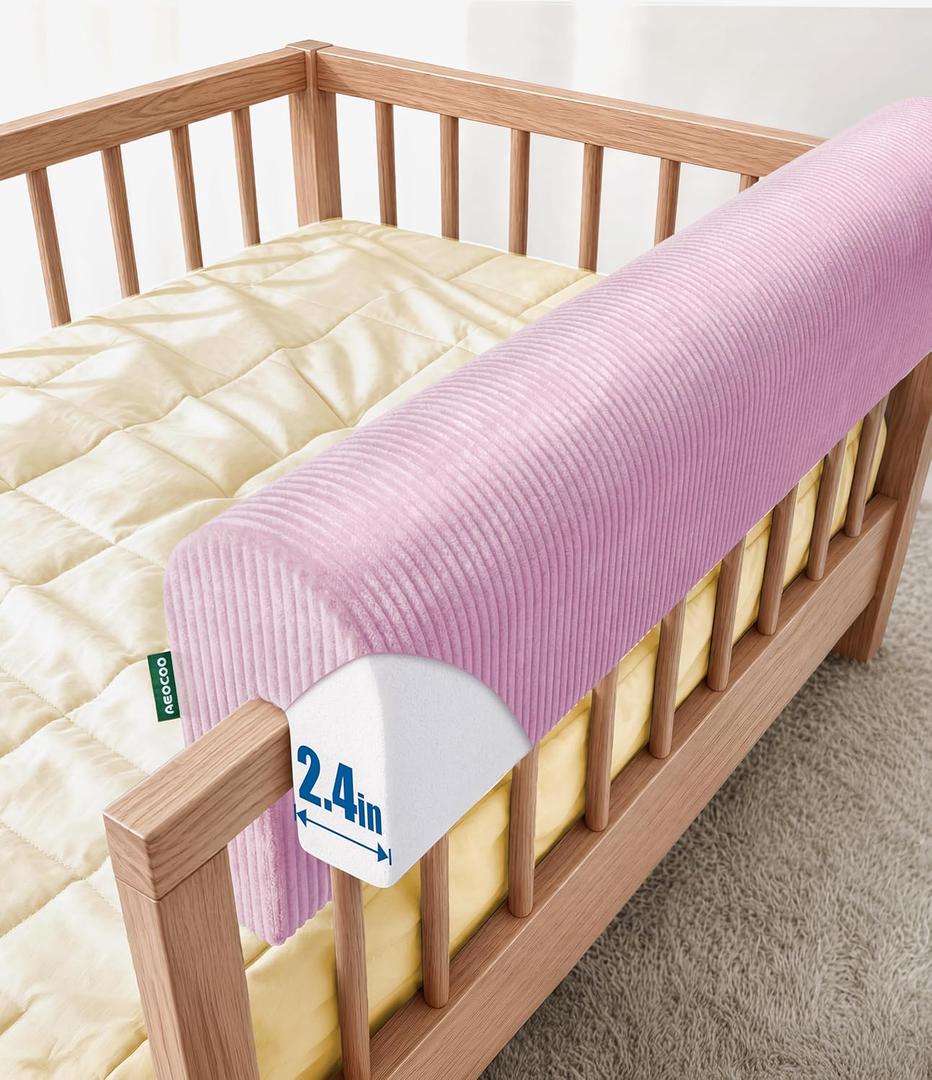 AEOCOO Bed Bumpers for Toddlers, Size 2.3 Ft, Toddler Bed Rail Bumper Protector for Loft Beds & Bunk Beds, Premium Soft Memory Foam Bed Guardrail, Anti-Bump | Fall Prevention (Purple, J Shaped)