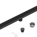 Neodrain 40" Black Linear Shower Drain with Removable Quadrato Pattern Cover, 304 Stainless Steel Rectangle Shower Floor Drains, Matte Black Linear Drain&Leveling Feet, Hair Strainer, CUPC Certified
