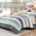 Litanika King Size Comforter Set Light Green - 3 Pieces Stripe Bed Set