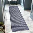 2x8 ft Outdoor Runner Rug, Non-Slip Indoor Outdoor Carpet Runner with TPR Backing, Waterproof Mat for Hallway, Kitchen, Patio, Garage, Deck, Entryway, Grey Wide Stripes