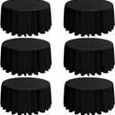 10 Pack Round Tablecloths - 120 Inch, Black Polyester Tablescape Fabric: Stain & Wrinkle Resistant, Ideal for Weddings & Parties
