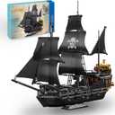 Pirate Ship Building Kit, Black Pearl Caribbean Pirate Ship Mini Building Block Sets for Adults, Pirate Ship Toys Gift for Kids Boys 8-12, Not Compatible with Lego Pirate Ship Set, 1424 PCS
