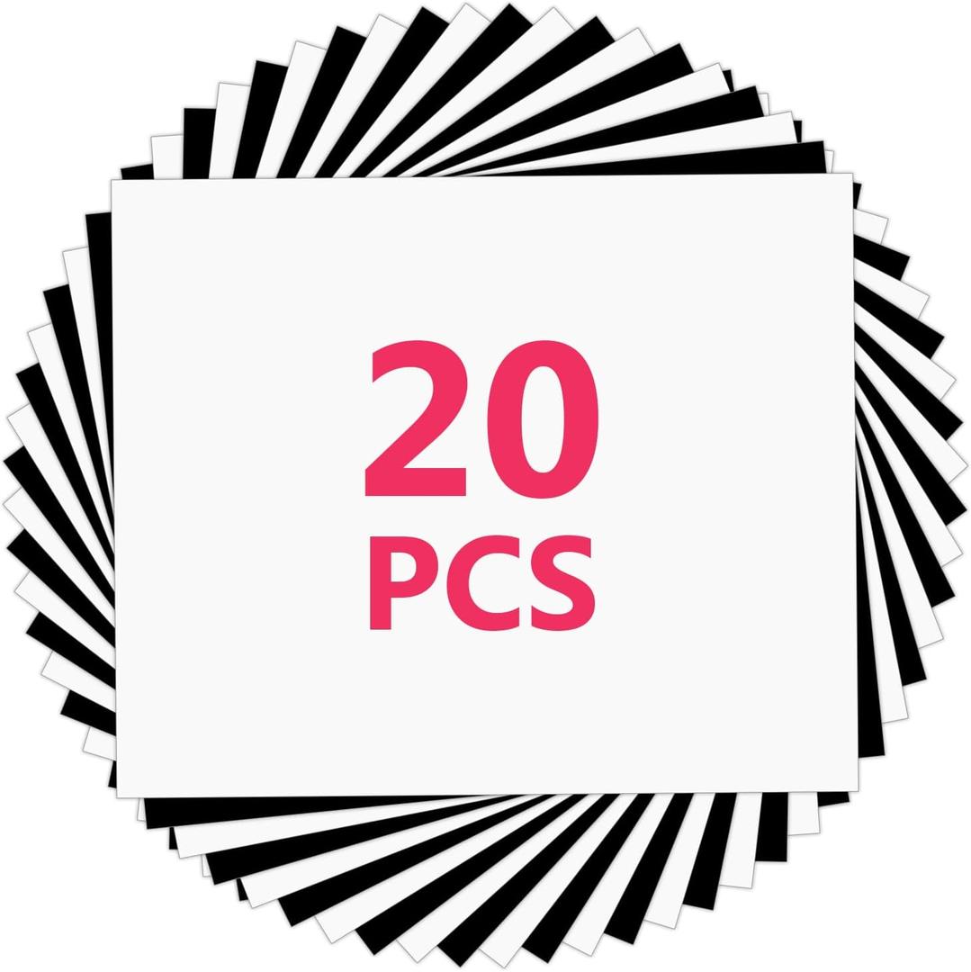 Yiwloer Heat Transfer Vinyl-12" x 10" 10 Sheets White & 10 Sheets Black HTV Vinyl for Shirts, Iron On Vinyl for Cricut, Silhouette Cameo, Easy to Cut & Weed, T-Shirt Craft Supplies