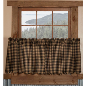 Cafe Curtains Farmhouse Tiers Kitchen Curtain 24 Inches Long, Flax Rustic Gingham Check Small Window Short Drapes for Kitchens Bathroom, 40" x 22", Set of 2