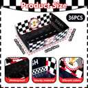36 PCS Race Car Party Paper Food Boat Trays Supplies, Black and White Checkered Party Plates Disposable Nacho Snack Dessert Serving Tray Basket Holder for Racing Themed Birthday Party Decorations