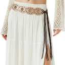 XZQTIVE Women's Boho Disc Belt Concho Western Cowgirl Cowboy Belt for Ladies Wide Vintage Leather Waist Belt for Dress (Brown), Size: Fits Sizes 34"-40"