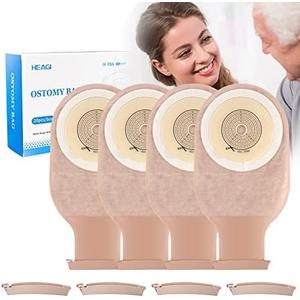 20 Pack Colostomy Bags, One Piece Ostomy Bag Ostomy Supplies, 15mm-60mm Cut-to-Fit Drainable Pouches with Clamp Closure for Ileostomy Stoma Care (Include 8 x Clamps)