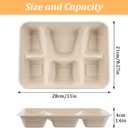 50 Pack 6 Compartment Disposable Plates, Heavy Duty Paper Plates with Compartments, Compostable Bagasse Plate for School, Party & Catering Trays, 11"x8"