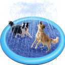 Peteast Dog Splash Pad 59" Anti-Slip Dog Pools for Large Dogs 0.58 mm Thick Dog Sprinkler Water Toy (Blue)