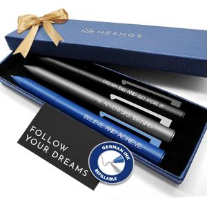 MESMOS Graduation Gifts for Him, 3pk Fancy Pen Set, German-made Ink & Swiss-Made Nib, Metal Ballpoint Pens, 1mm Medium Tip, Class of 2025 Cool Graduate and Grad Gifts for Male