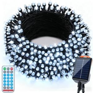 Solar Christmas Lights Outdoor Waterproof,13 Modes 118Ft 300LED Solar Powered String Lights for Tree Outside Garden Patio Fence Christmas Decorations (Cool White)