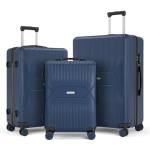 Zitahli Luggage Sets 3 Piece, All Expandable Suitcase Set, Carry On Luggage Set, PC Hard Case Luggage with TSA Lock Spinner Wheels YKK Zippers, 20in 28in (Navy Blue) 28, 20x34x28