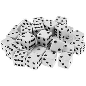 100 Pack Standard Game Dice 16mm (White)